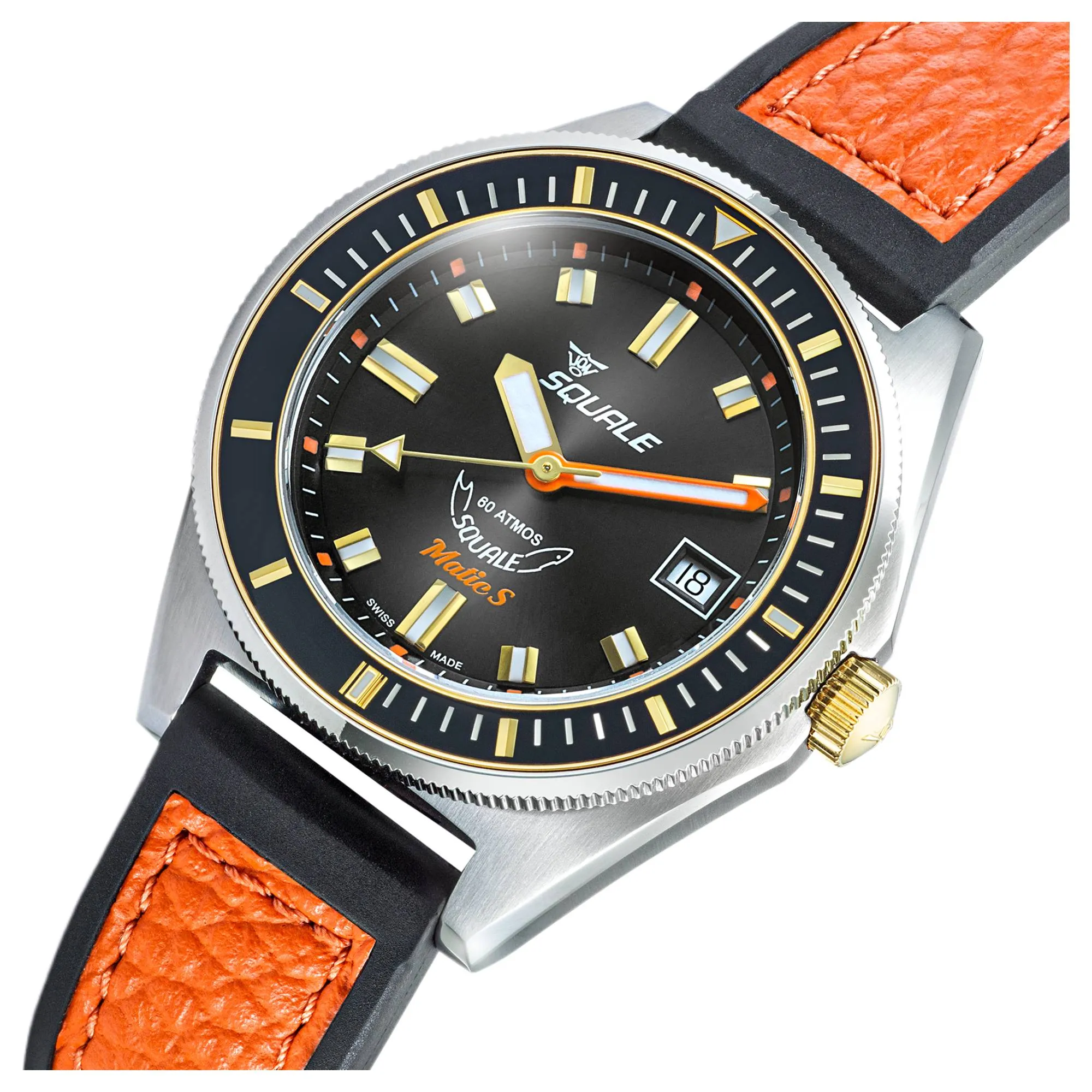 Squale MATICGBKBK.RLOR Matic S Two-Tone HydroLeather Watch sold by H.S. Johnson product image thumbnail 2