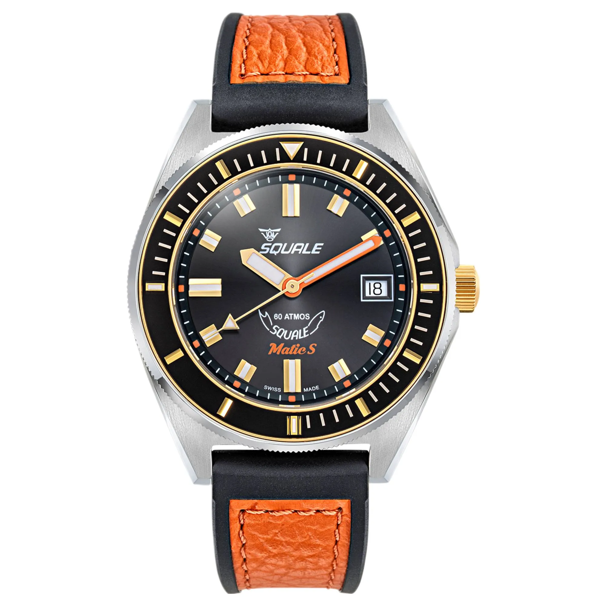 Squale MATICGBKBK.RLOR Matic S Two-Tone HydroLeather Watch sold by H.S. Johnson