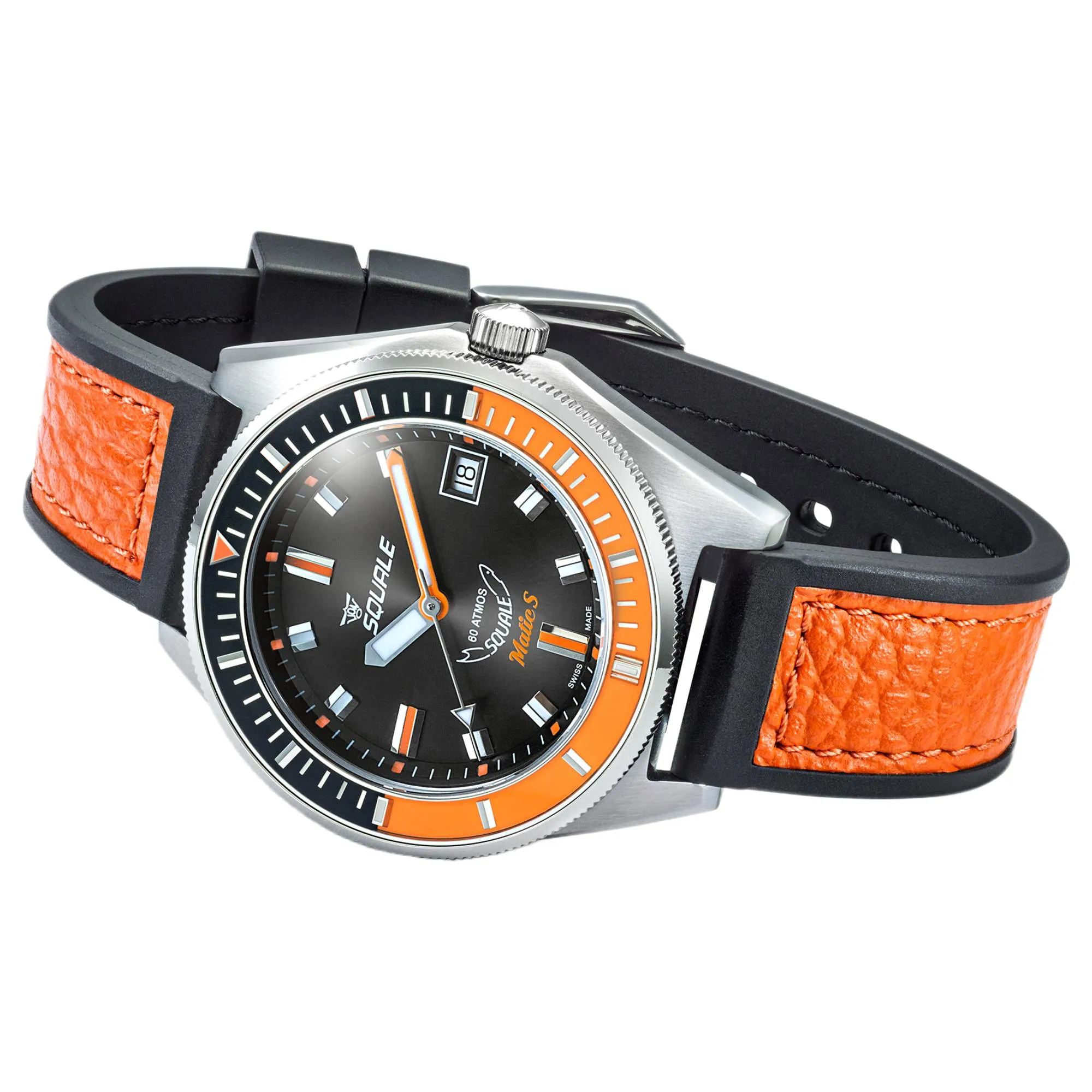 Squale MATICBKOBK.RLOR Matic S Orange/Black HydroLeather Watch sold by H.S. Johnson product image thumbnail 4