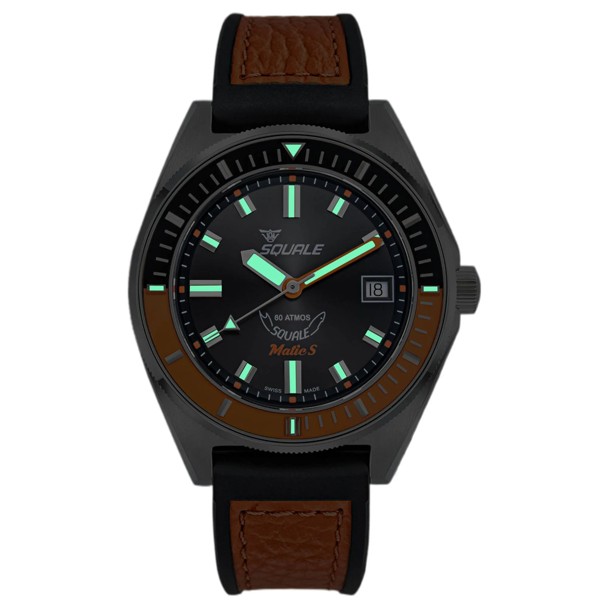Squale MATICBKOBK.RLOR Matic S Orange/Black HydroLeather Watch sold by H.S. Johnson product image thumbnail 2