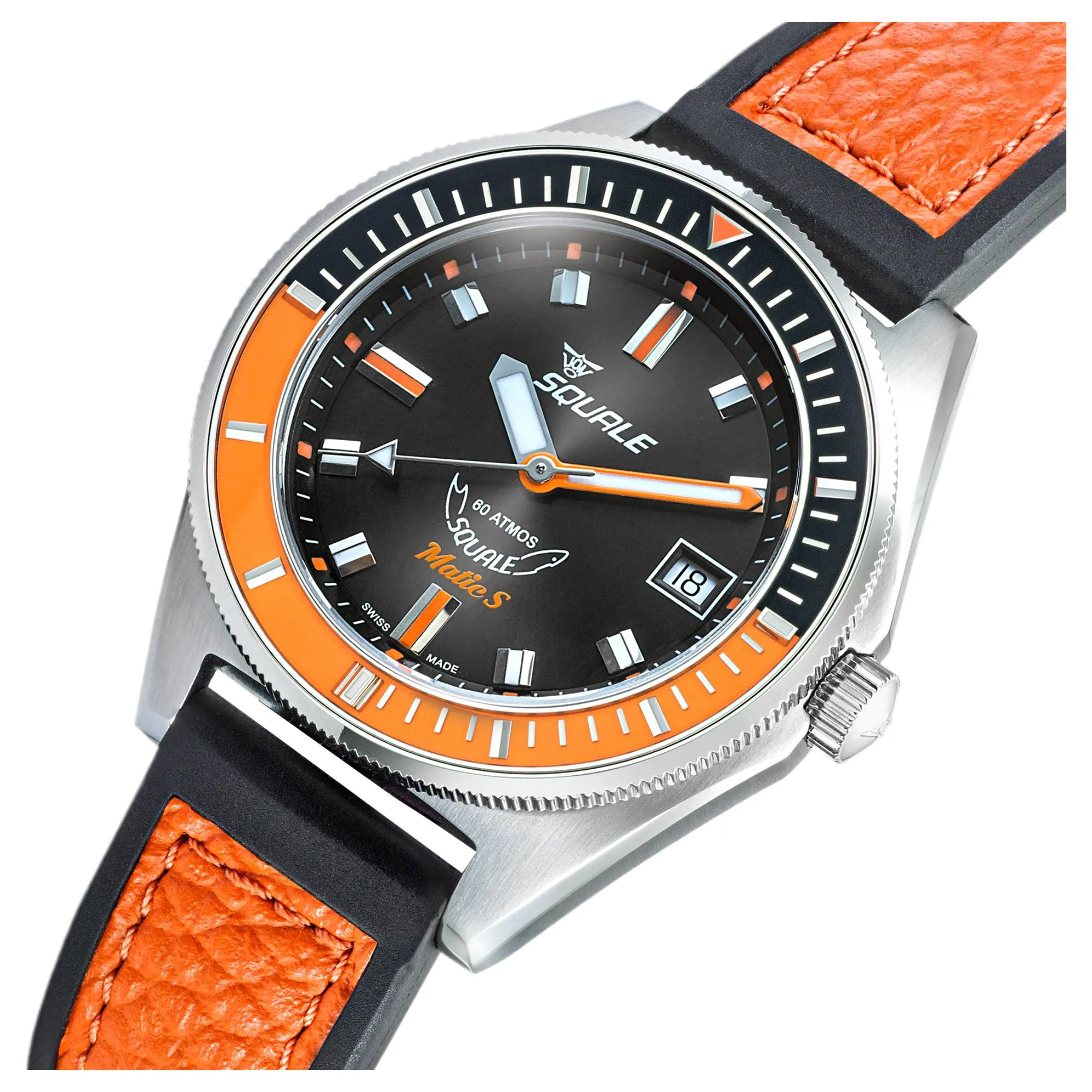 Squale MATICBKOBK.RLOR Matic S Orange/Black HydroLeather Watch sold by H.S. Johnson product image thumbnail 3