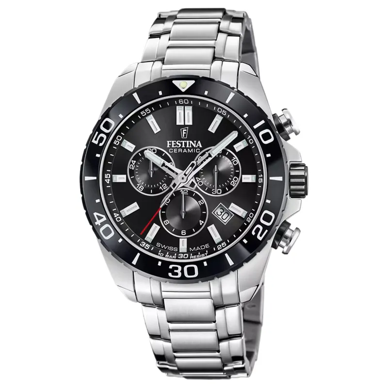 Festina Swiss Made F20042/4 Men's Ceramic Analogue Quartz Chronograph Watch sold by H.S. Johnson