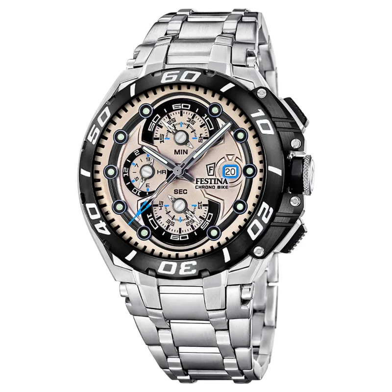 Festina F20754/2 Men's Chrono Bike Steel Bracelet Watch made by H.S. Johnson