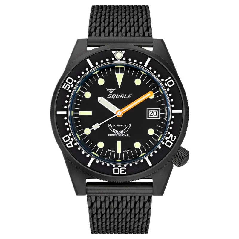 Squale 1521DLCBK.MEPVD20 500 Meter Swiss Automatic Dive Watch made by H.S. Johnson