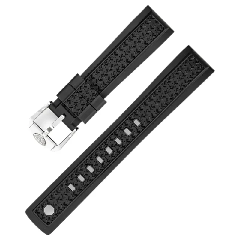 Squale CIVO20BK Von Buren 20mm Black Rubber Strap made by H.S. Johnson
