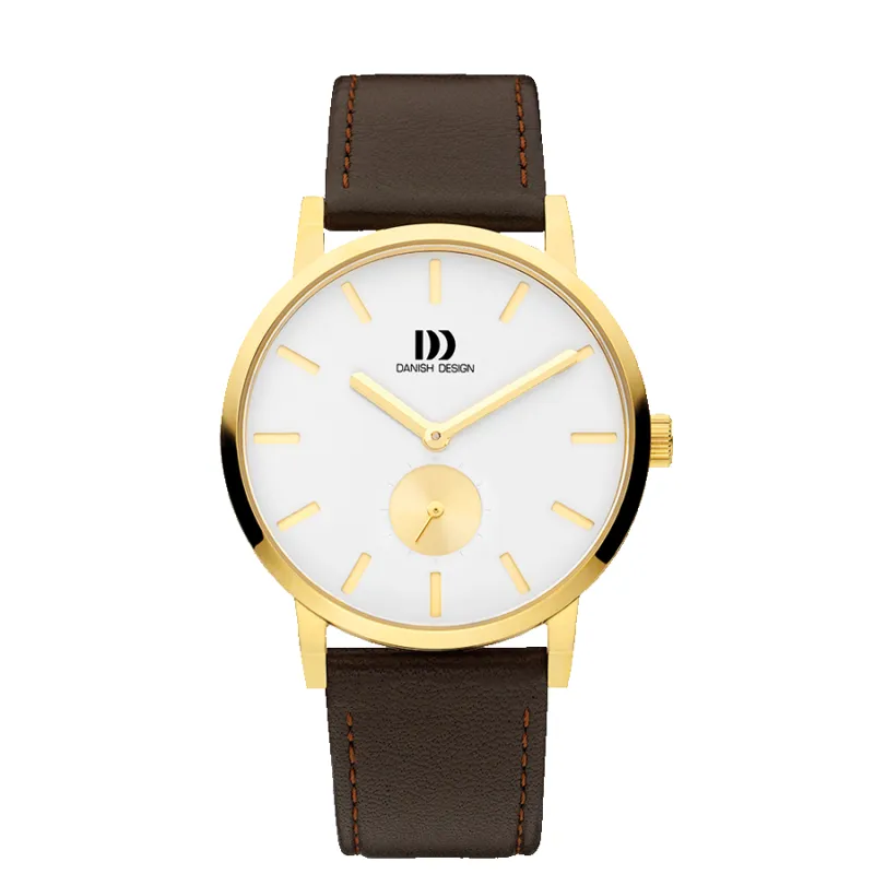 Danish Design IQ15Q1219 Tokyo Gold White Brown Large Watch made by H.S. Johnson