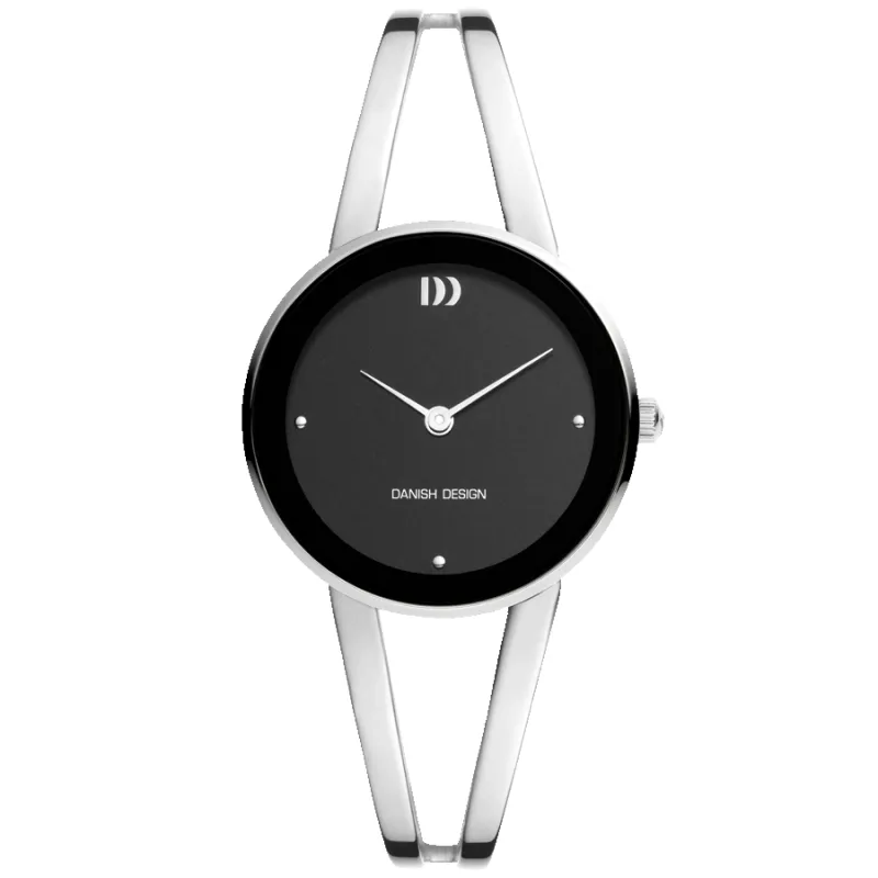 Danish Design IV63Q1295 Nostalgi 1988 Silver Black Bangle Watch made by H.S. Johnson