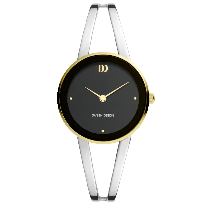Danish Design IV73Q1295 Nostalgi 1988 Two-Tone Black Bangle Watch made by H.S. Johnson