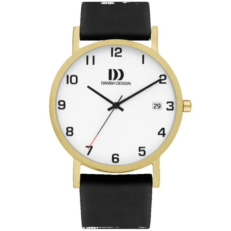 Danish Design IQ81Q1273 Rhine NMBRS Satin Gold Date Large Watch made by H.S. Johnson