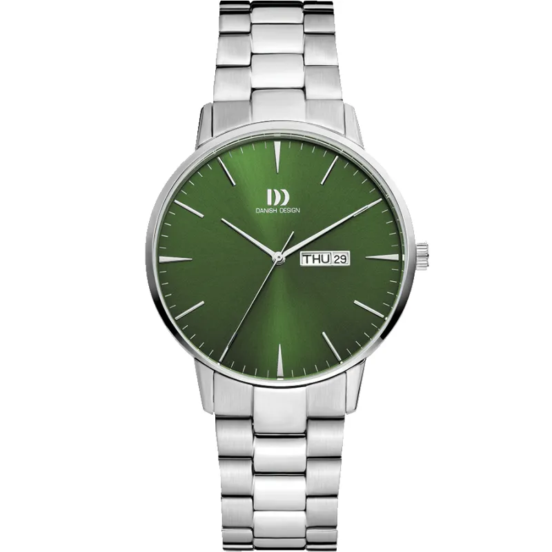 Danish Design IQ97Q1267 Akilia Day/Date Green Link Watch made by H.S. Johnson
