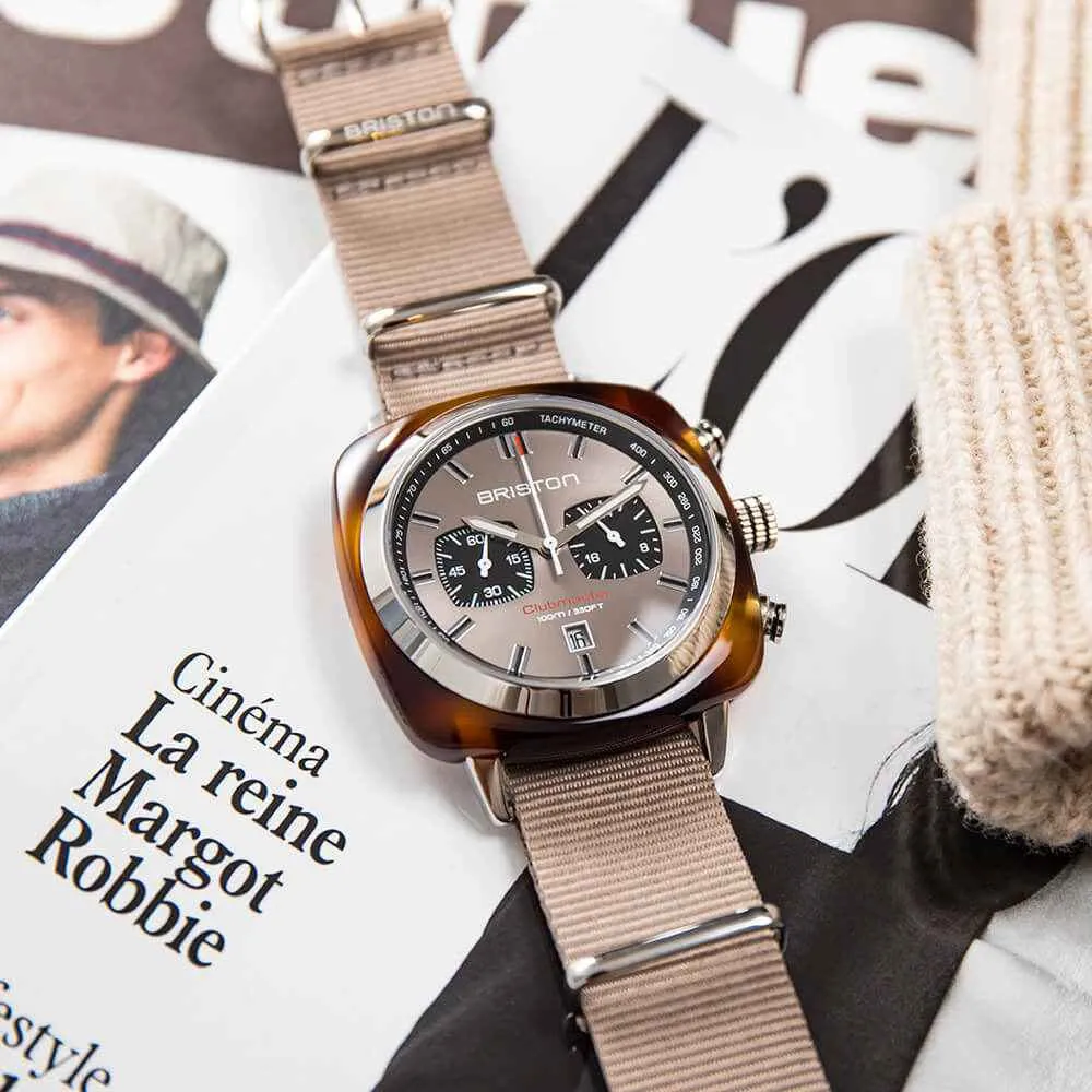 Briston Clubmaster Sport - Chrono - Gris Taupe 20142.SA.TS.30.NT Watch sold by H.S. Johnson product image thumbnail 2