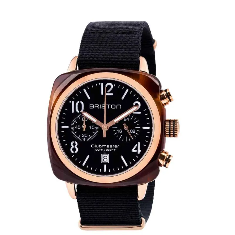 Briston Clubmaster Classic - Chrono - Rose Gold - Noir 14140.PRA.T.1.NB Watch made by H.S. Johnson