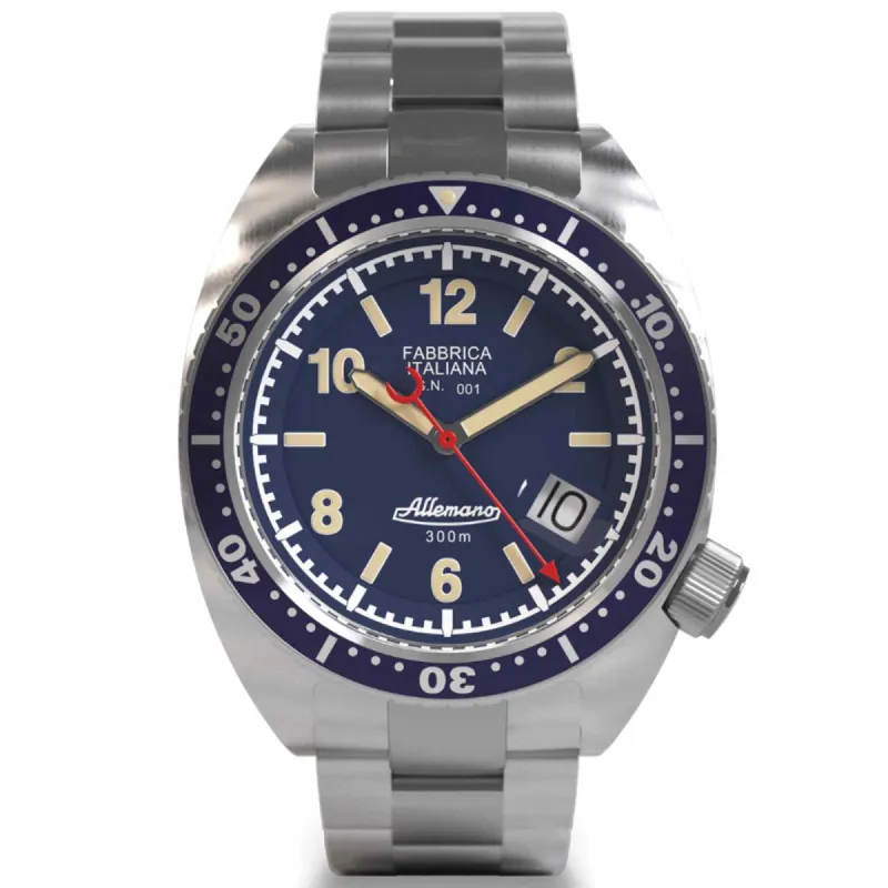 Allemano SH-A-1973-P-B Shark Blue Dive Wristwatch made by H.S. Johnson