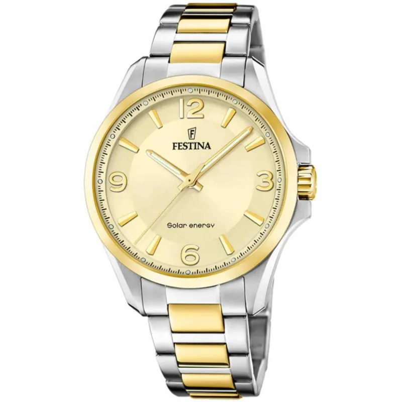 Festina F20657/2 Men's Solar Energy Two Tone Stainless Steel Watch made by H.S. Johnson