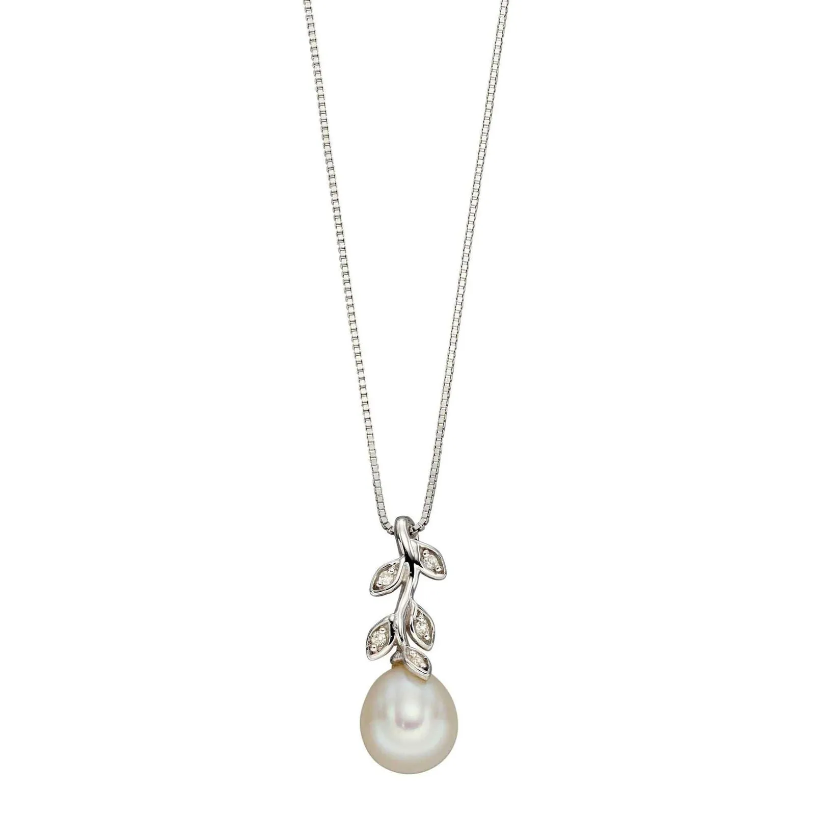 Elements Gold GP2238W Pearl and Diamond Vine Pendant Only sold by H.S. Johnson