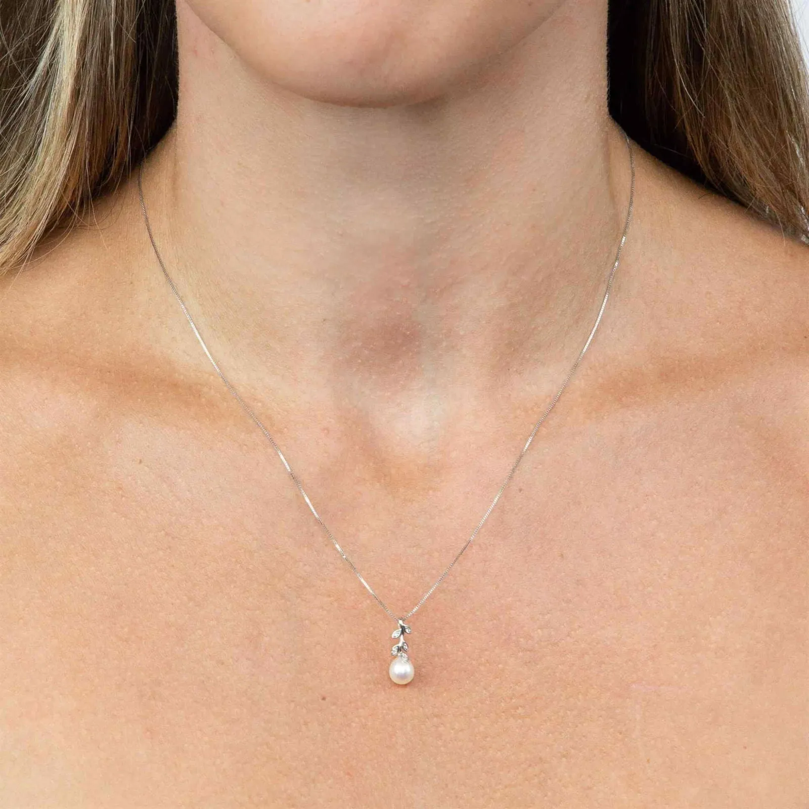 Elements Gold GP2238W Pearl and Diamond Vine Pendant Only sold by H.S. Johnson product image thumbnail 2