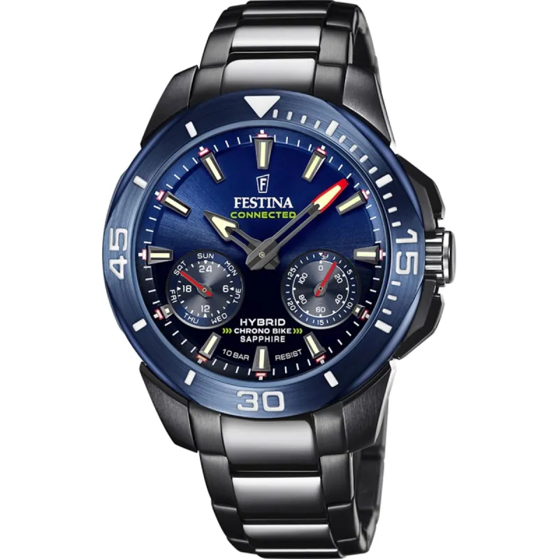Festina F20647/1 Men's Connected Chrono Bike Black Steel Bracelet Watch sold by H.S. Johnson
