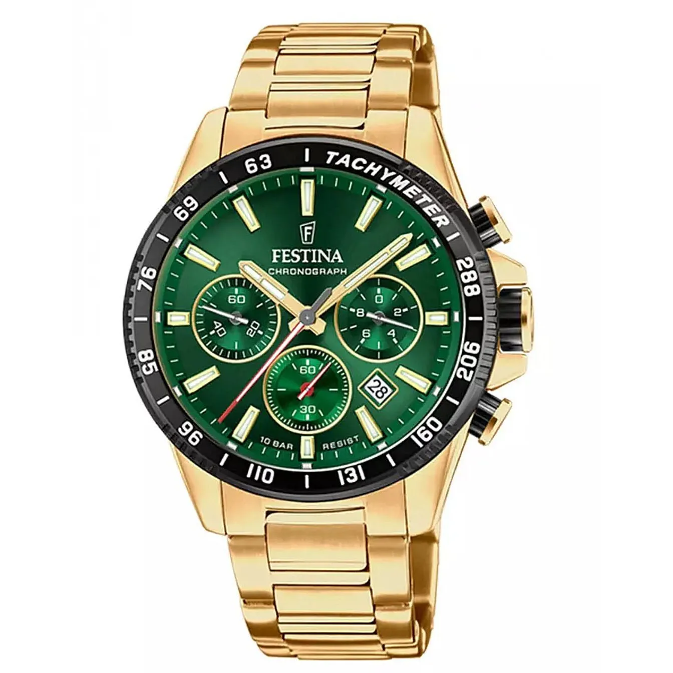 Festina F20634/4 Men's Green Dial Gold Tone Case Chronograph Watch sold by H.S. Johnson