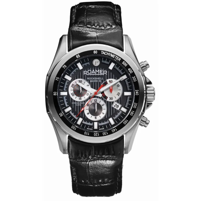 Roamer 220837 41 55 02 Rockshell Mark III Black Strap Chronograph Wristwatch sold by H.S. Johnson