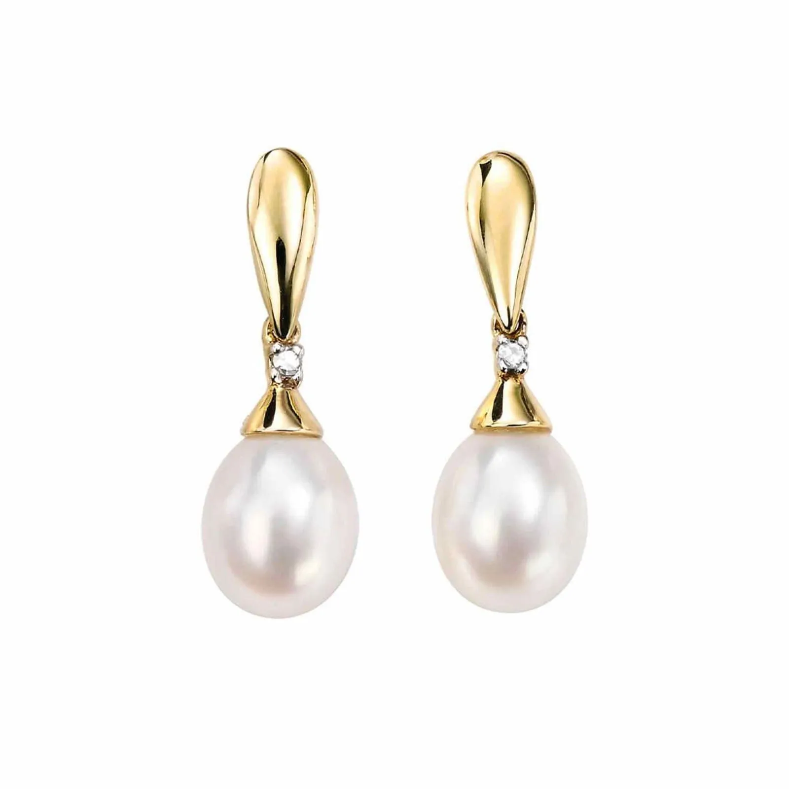 Elements Gold GE780W Freshwater Pearl and Diamond Drop Earrings sold by H.S. Johnson