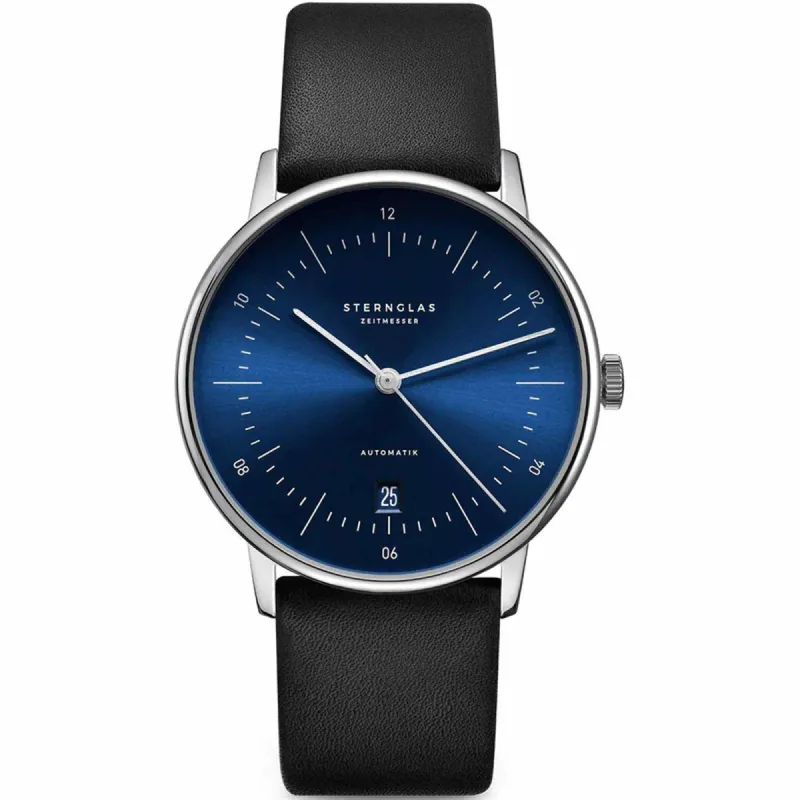 Sternglas S02-NA06-PR07 Men's Naos Automatic Black Leather Strap Wristwatch sold by H.S. Johnson