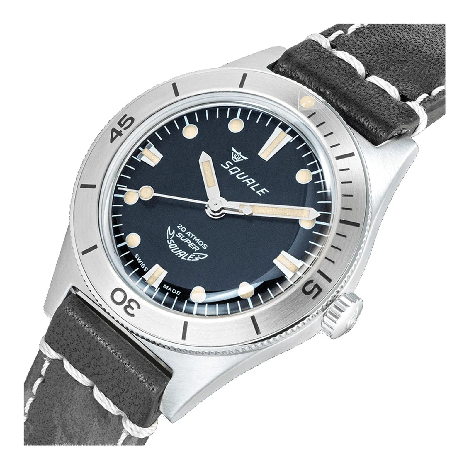 Squale SUPERSSBK.PN Sunray Black Leather Watch sold by H.S. Johnson product image thumbnail 2
