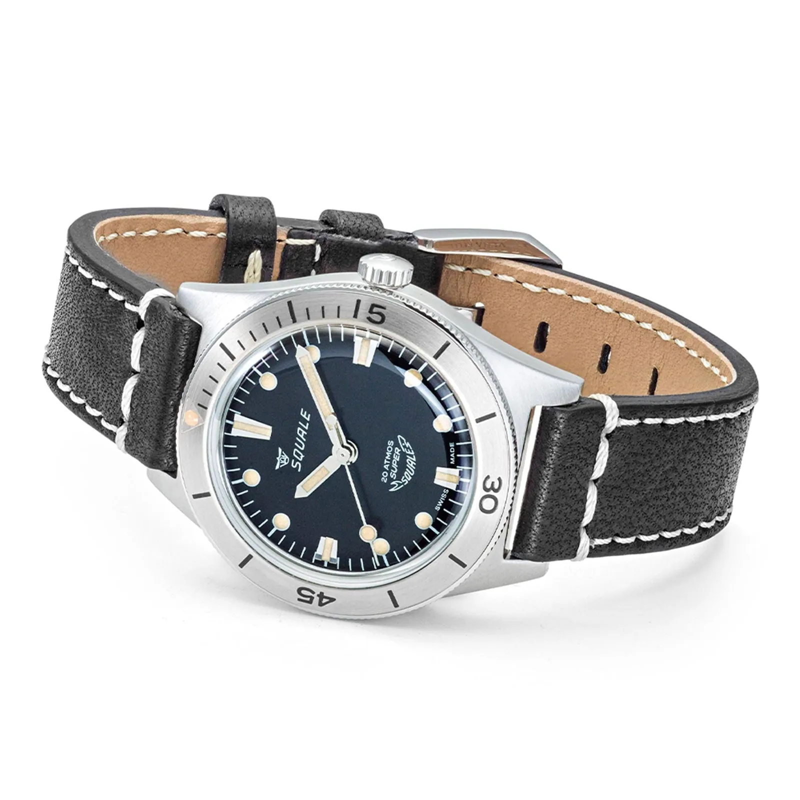Squale SUPERSSBK.PN Sunray Black Leather Watch sold by H.S. Johnson product image thumbnail 3