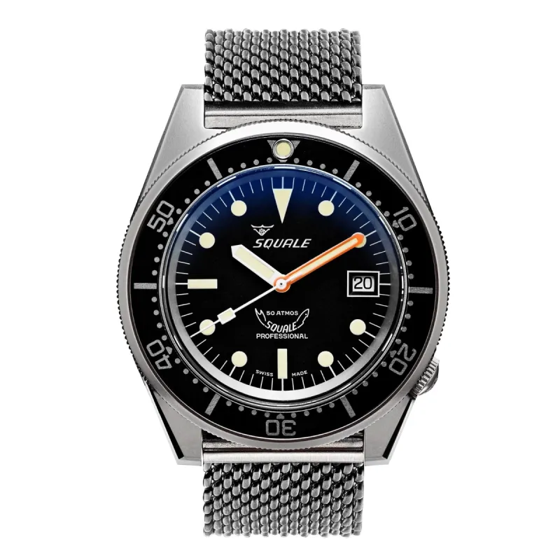 Squale 1521BKBL.ME20 500 Meter Swiss Automatic Dive Wristwatch Mesh sold by H.S. Johnson