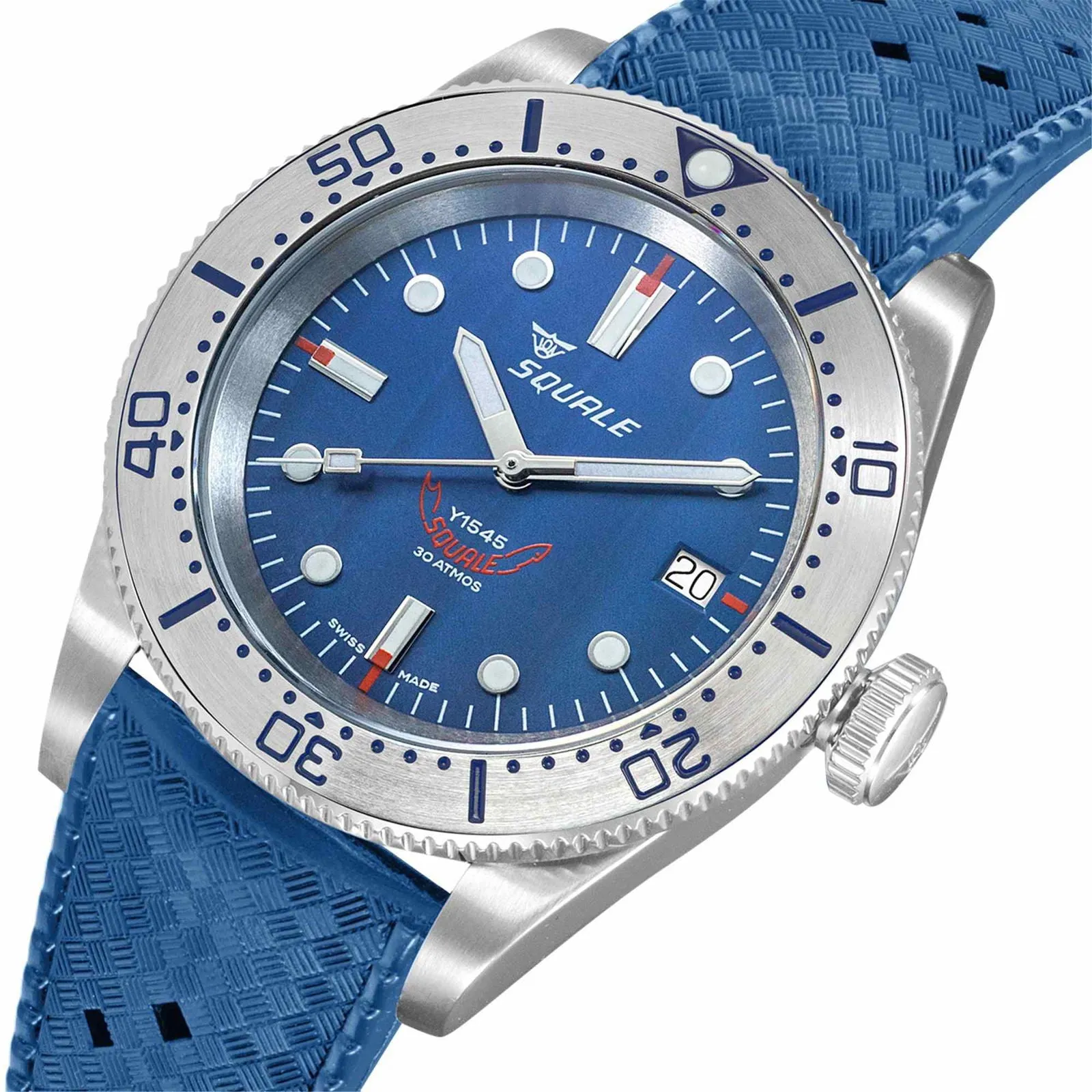 Squale 1545SSBLC.HTB Blue Dial Rubber Strap Watch sold by H.S. Johnson product image thumbnail 2