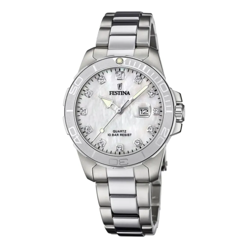 Festina F20503/1 Women's Mother Of Pearl Dial Silver Tone Watch made by H.S. Johnson