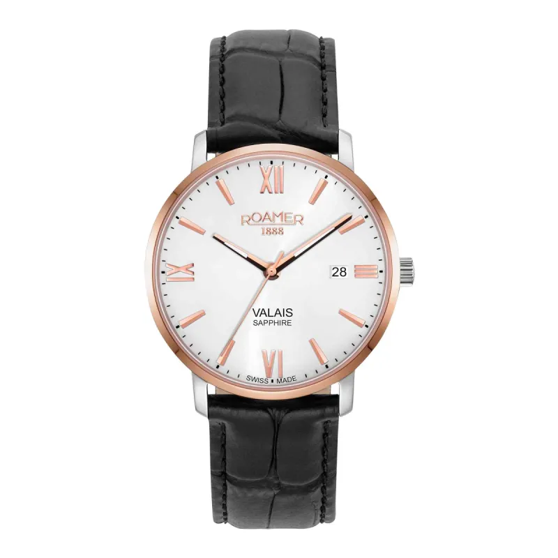 Roamer 958833 49 13 05 Men's Valais Black Leather Strap Wristwatch sold by H.S. Johnson