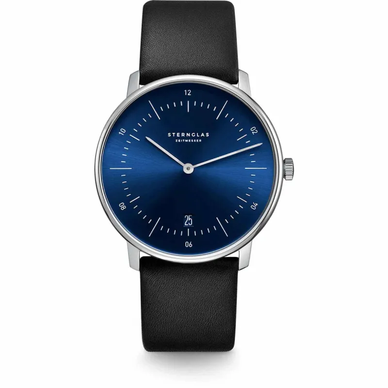 Sternglas S01-NA06-PR07 Men's Naos Black Leather Strap Wristwatch sold by H.S. Johnson