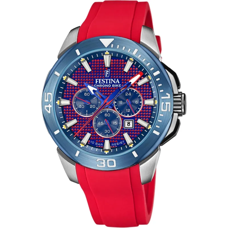 Festina F20642/2 Men's Chrono Bike Red Rubber Strap Watch sold by H.S. Johnson