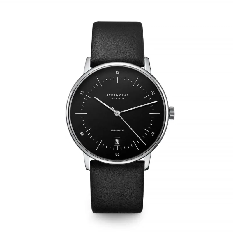 Sternglas S02-NA03-PR07 Men's Naos Automatic Black Leather Strap Wristwatch sold by H.S. Johnson