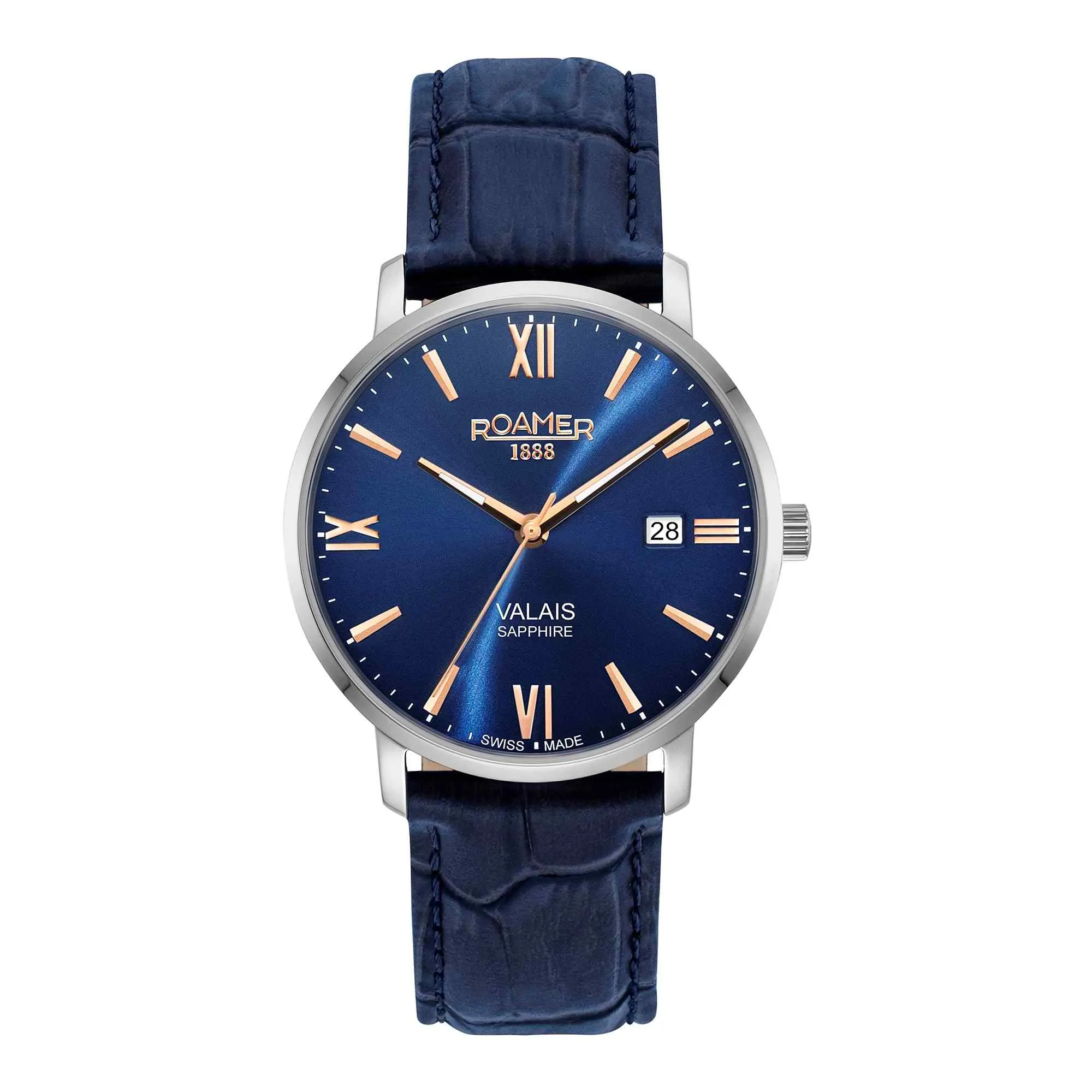 Roamer 958833 41 43 05 Men's Valais Blue Leather Strap Wristwatch sold by H.S. Johnson