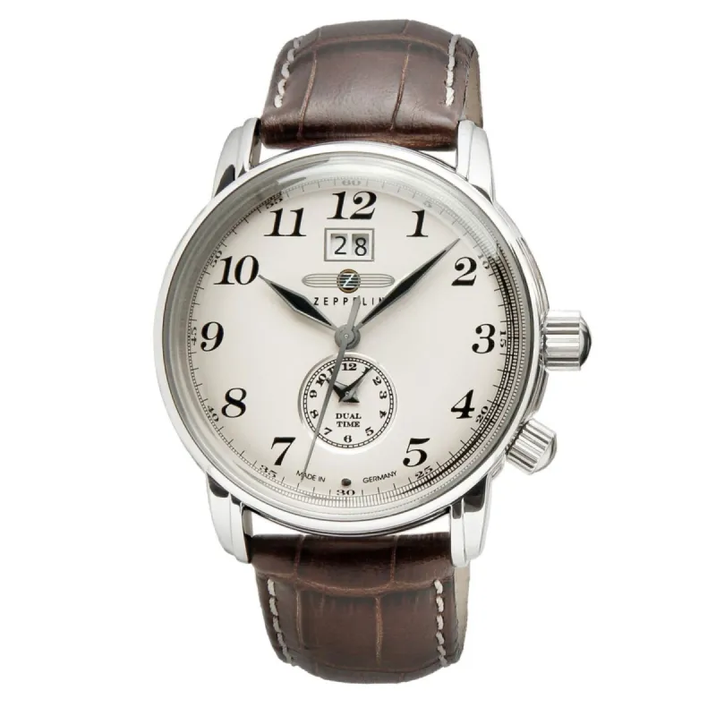 Zeppelin 7644-5 LZ127 Graf Cream Dial Dual Time Watch made by H.S. Johnson
