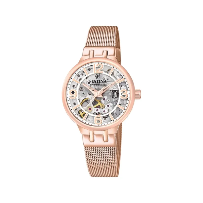 Festina F20581/2 Women's Automatic Rose Gold Tone Mesh Wristwatch sold by H.S. Johnson