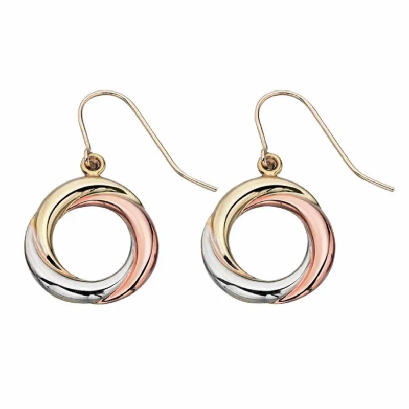 Elements Gold GE843 Tri-Metal Open Circle Drop Earrings sold by H.S. Johnson
