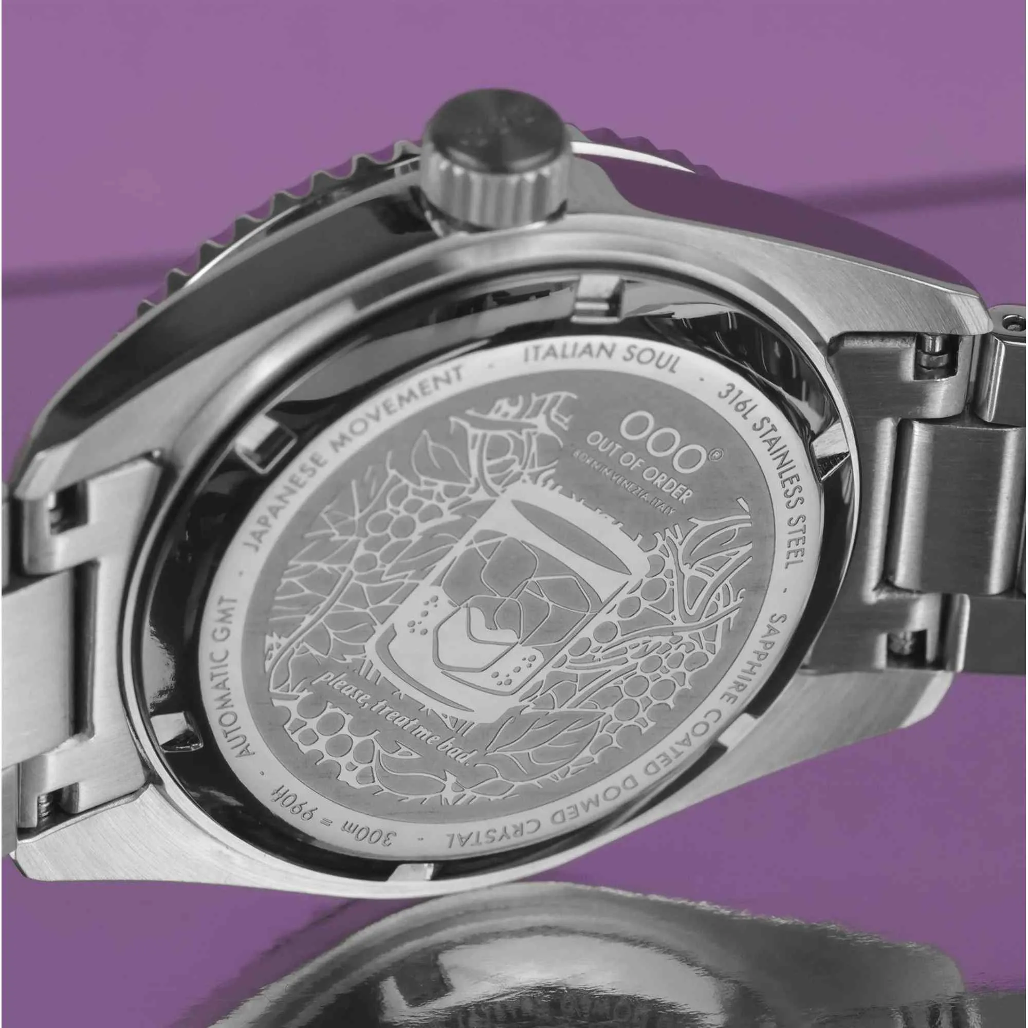 Out Of Order 001-25.LA.BAND.SS Men's Dark Violet Auto Ultra Brushed GMT Watch sold by H.S. Johnson product image thumbnail 5