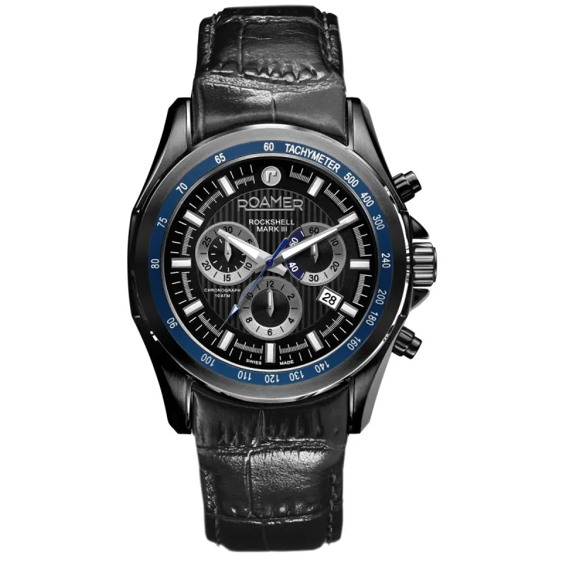 Roamer 220837 45 85 05 Rockshell Mark III Black Dial Chronograph Wristwatch sold by H.S. Johnson