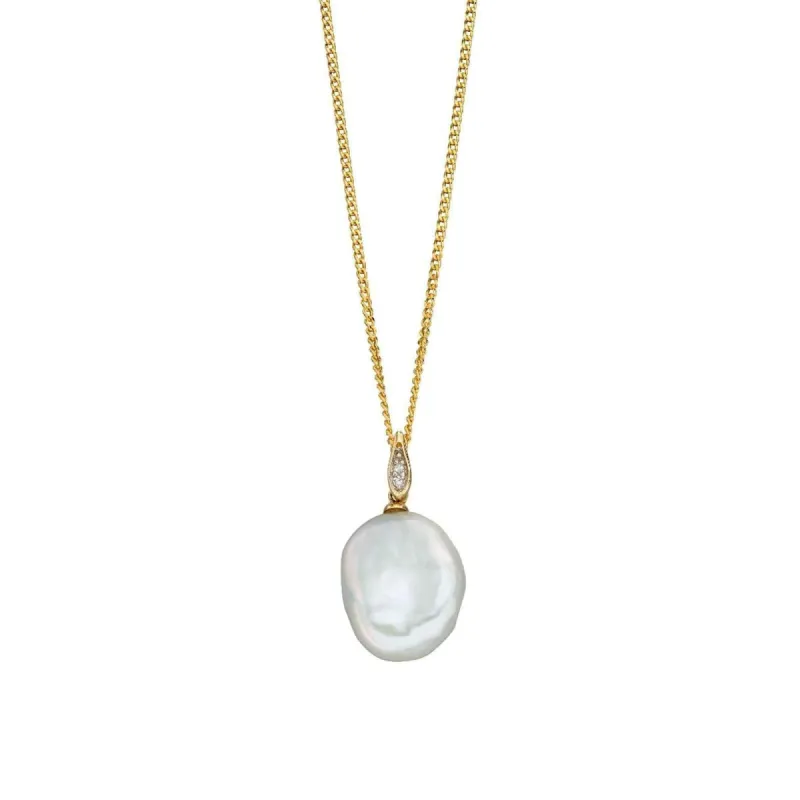 Elements Gold GP2171W Keshi Pearl Diamond Bale Pendant Only sold by H.S. Johnson