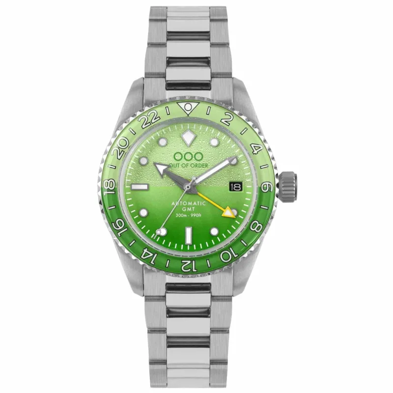 Out Of Order 001-25.MI.BAND.SS Men's Midori Auto GMT Ultra Brushed Watch sold by H.S. Johnson