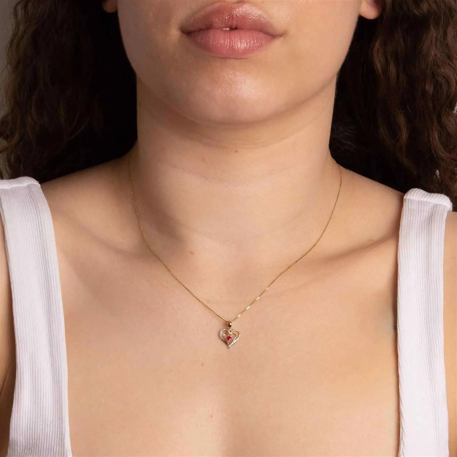 Elements Gold GP924R Open Heart Ruby Diamond Pendant Only sold by H.S. Johnson product image thumbnail 2