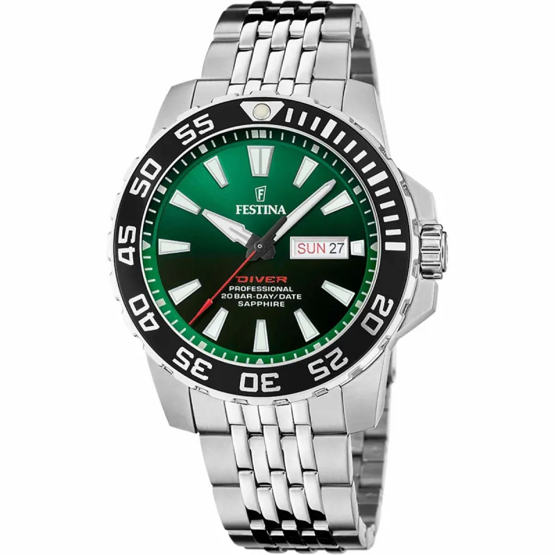 Festina F20661/2 Men's Green Dial Divers Watch sold by H.S. Johnson