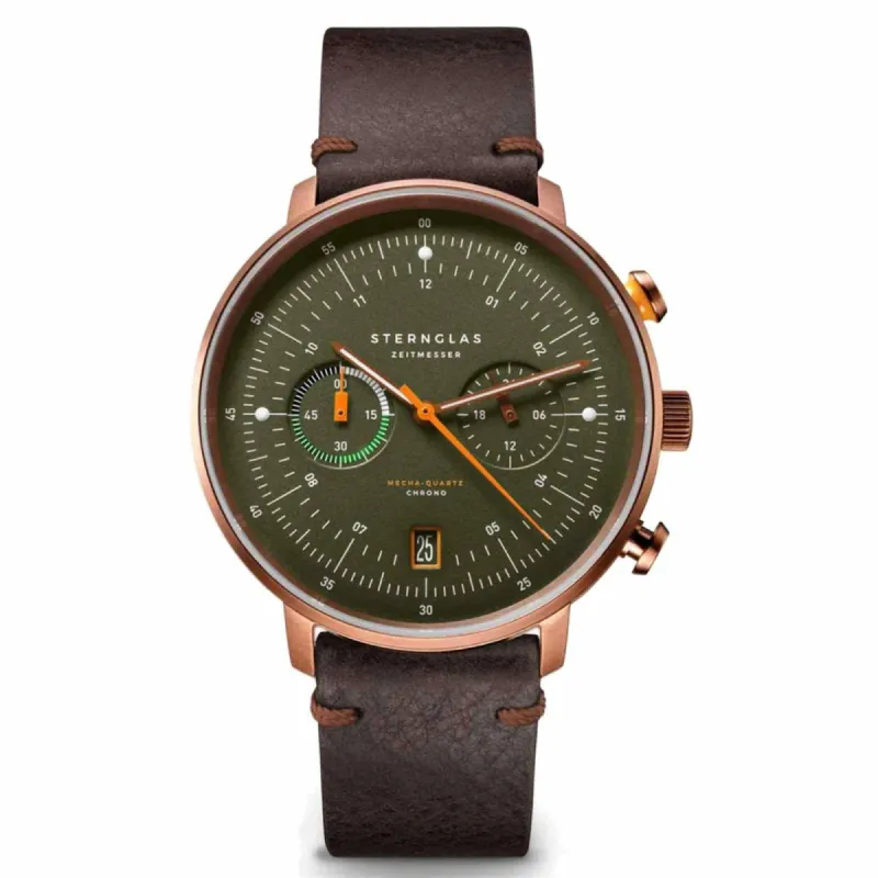 Sternglas S01-HC35-VI17 Men's Hamburg Chrono Dark Green Bronze Watch made by H.S. Johnson