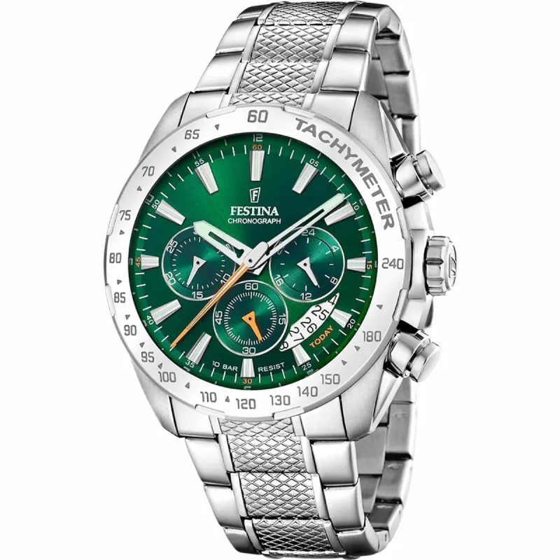 Festina F20668/3 Men's Green Dial Chronograph Wristwatch sold by H.S. Johnson
