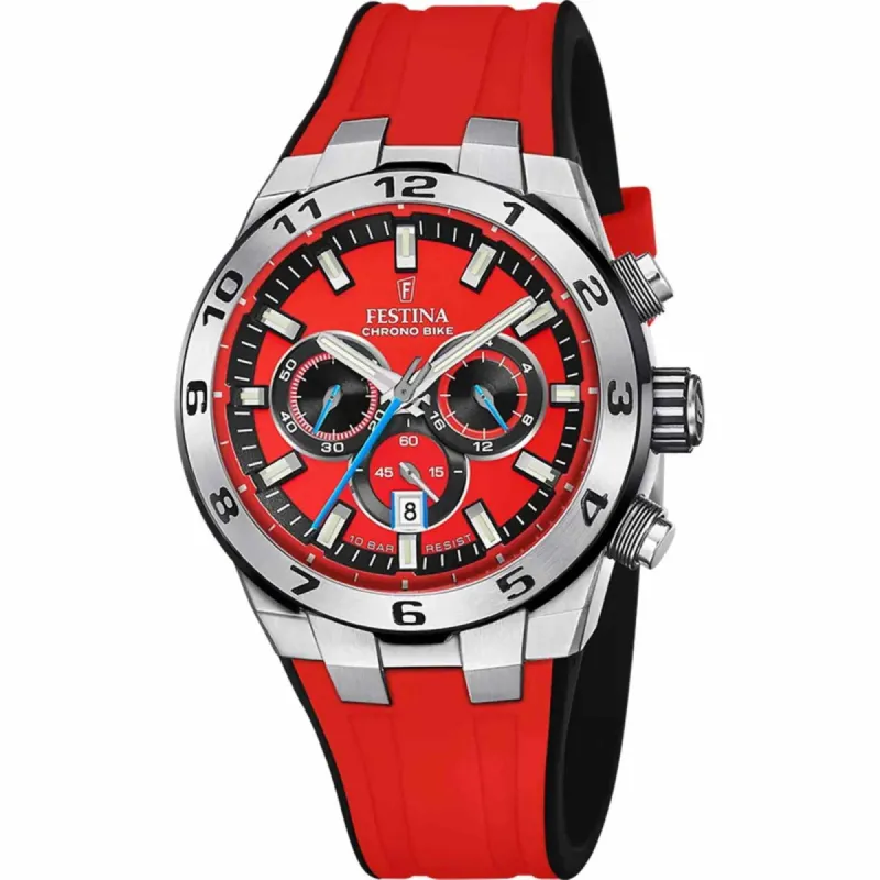 Festina F20671/5 Men's Red Chrono Bike Rubber Strap Wristwatch sold by H.S. Johnson