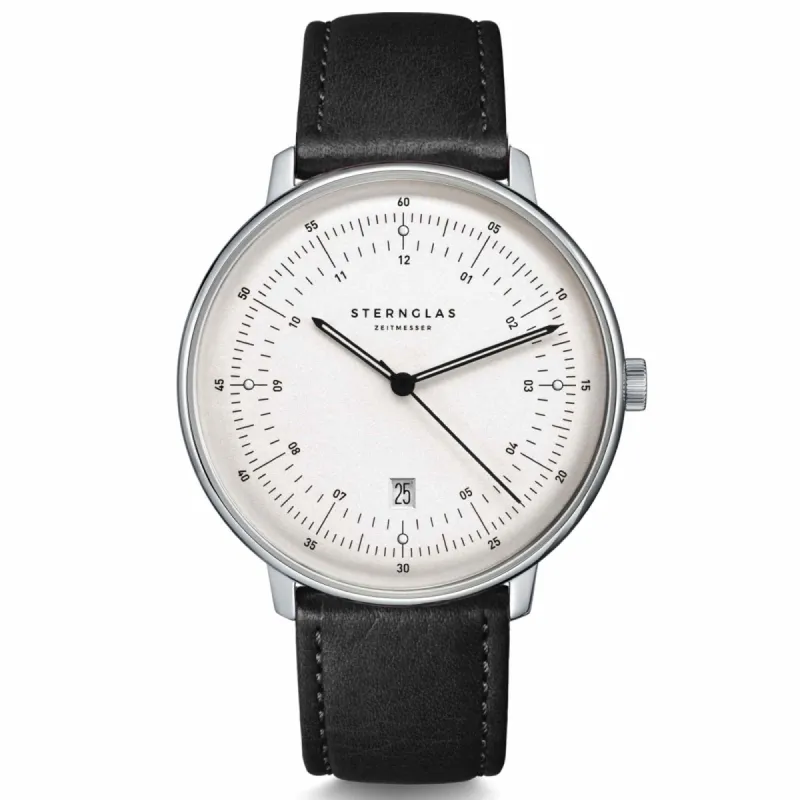 Sternglas S01-HH10-MO01 Men's Hamburg Black Leather Strap Wristwatch sold by H.S. Johnson