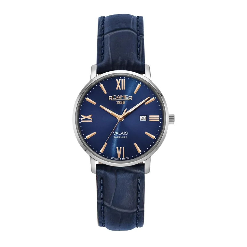 Roamer 958844 41 43 05 Women's Valais Blue Leather Strap Wristwatch sold by H.S. Johnson