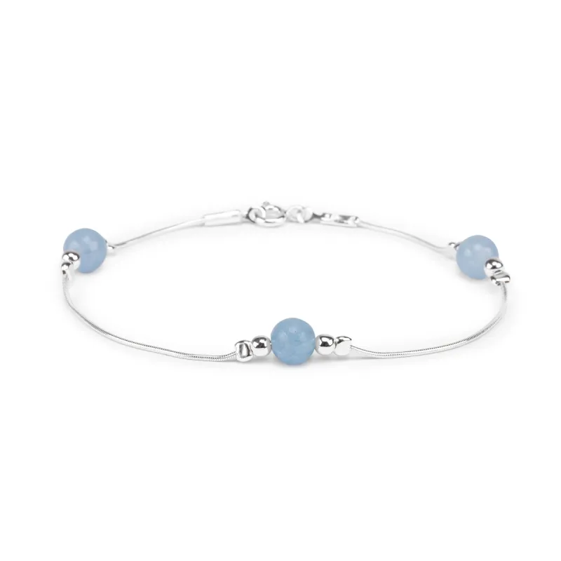 Bead Bracelet in Silver and Aquamarine sold by Henryka